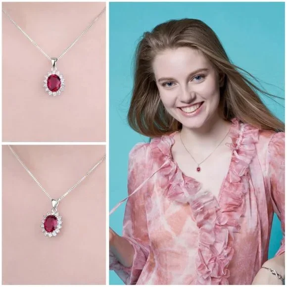❤️ 2.6ct Ruby Necklace - 925 Sterling Silver - Picture 8 of 10